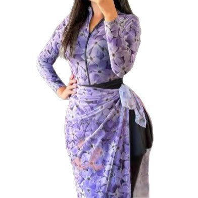 Women Elegant Maxi Dress with Floral Details Mune Fashion