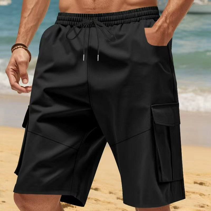Men's Nano Technical Travel Leisure Bermuda with Elastic Waistband, Drawstring and Functional Flap Pockets Mune Fashion