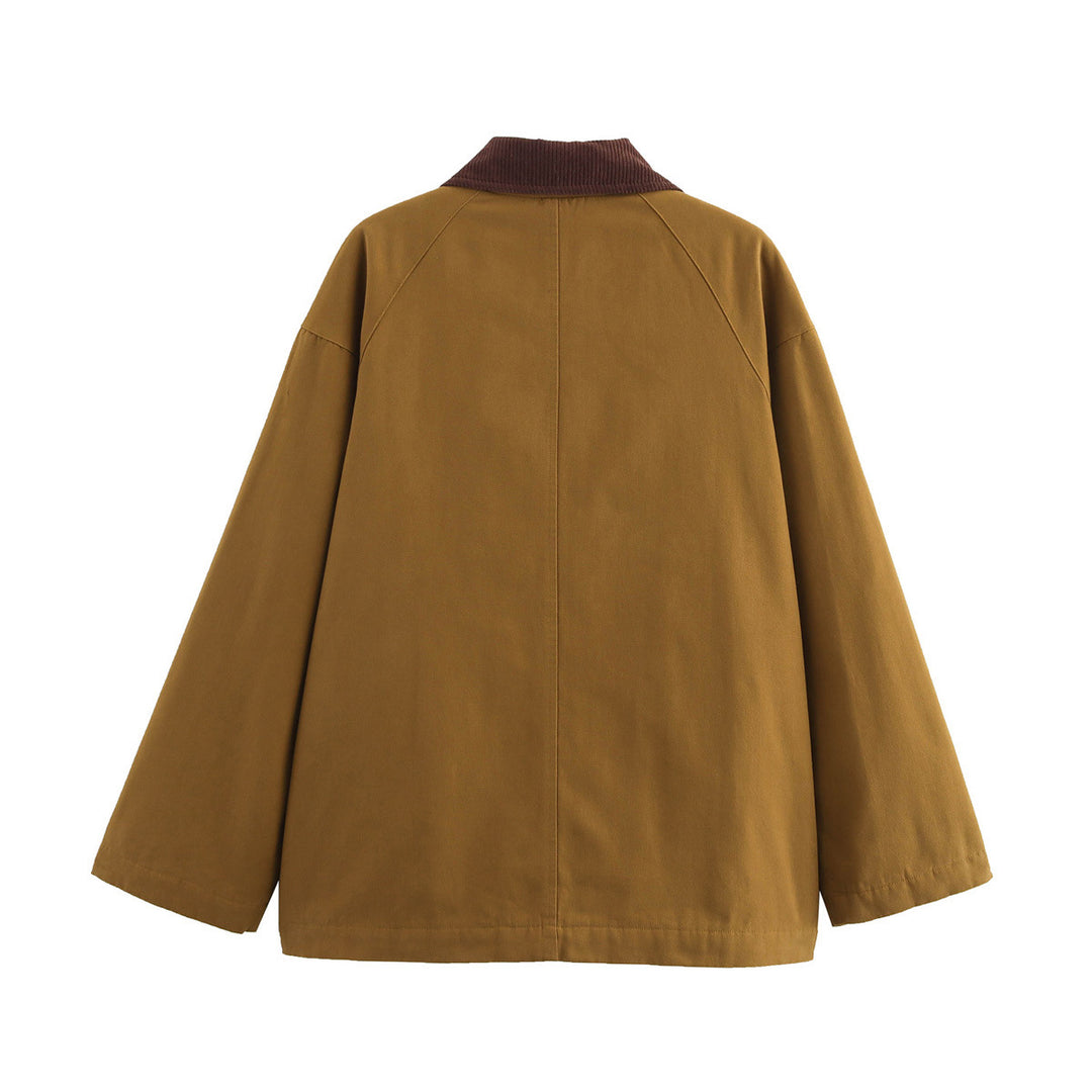 Women's short canvas jacket with cord collar and decorative toggle closures Mune Fashion