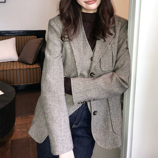 Women's Fashionable Tweed Blazer Mune Fashion
