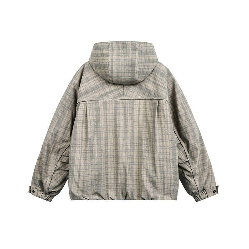 Unisex Oversize Utility Hoodie with checkered pattern and drawstring Mune Fashion