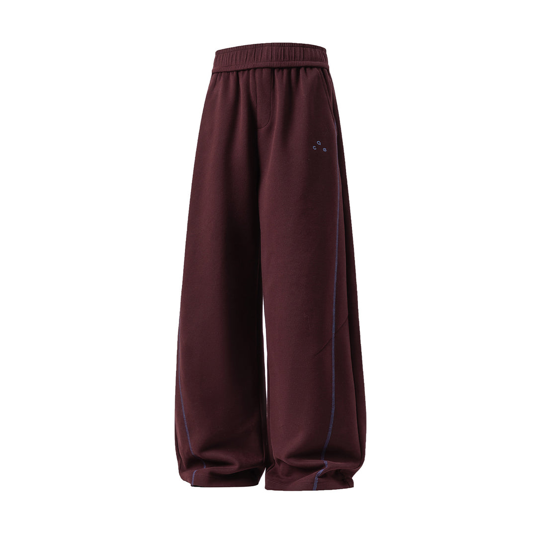 Unisex Extra Wide Lounge Pants with Round Elastic Waistband and Decorative Contrast Stitch Mune Fashion