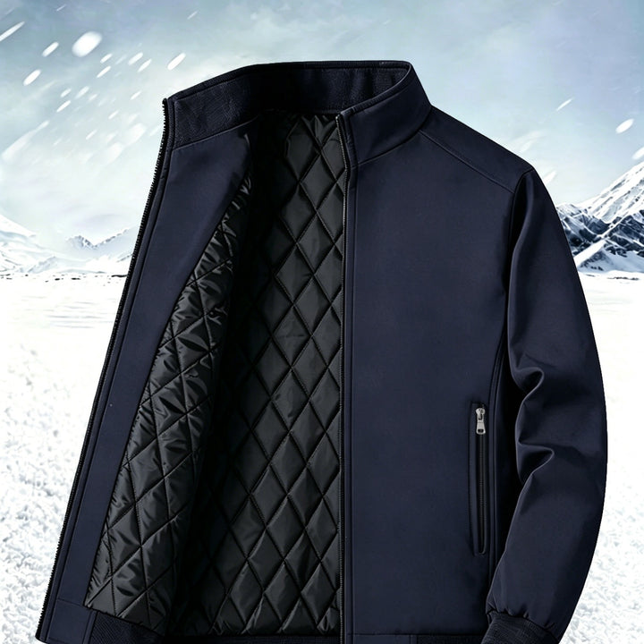 Men's lightweight windproof stand collar bomber jacket with concealed two-way zipper and ribbed cuffs Mune Fashion