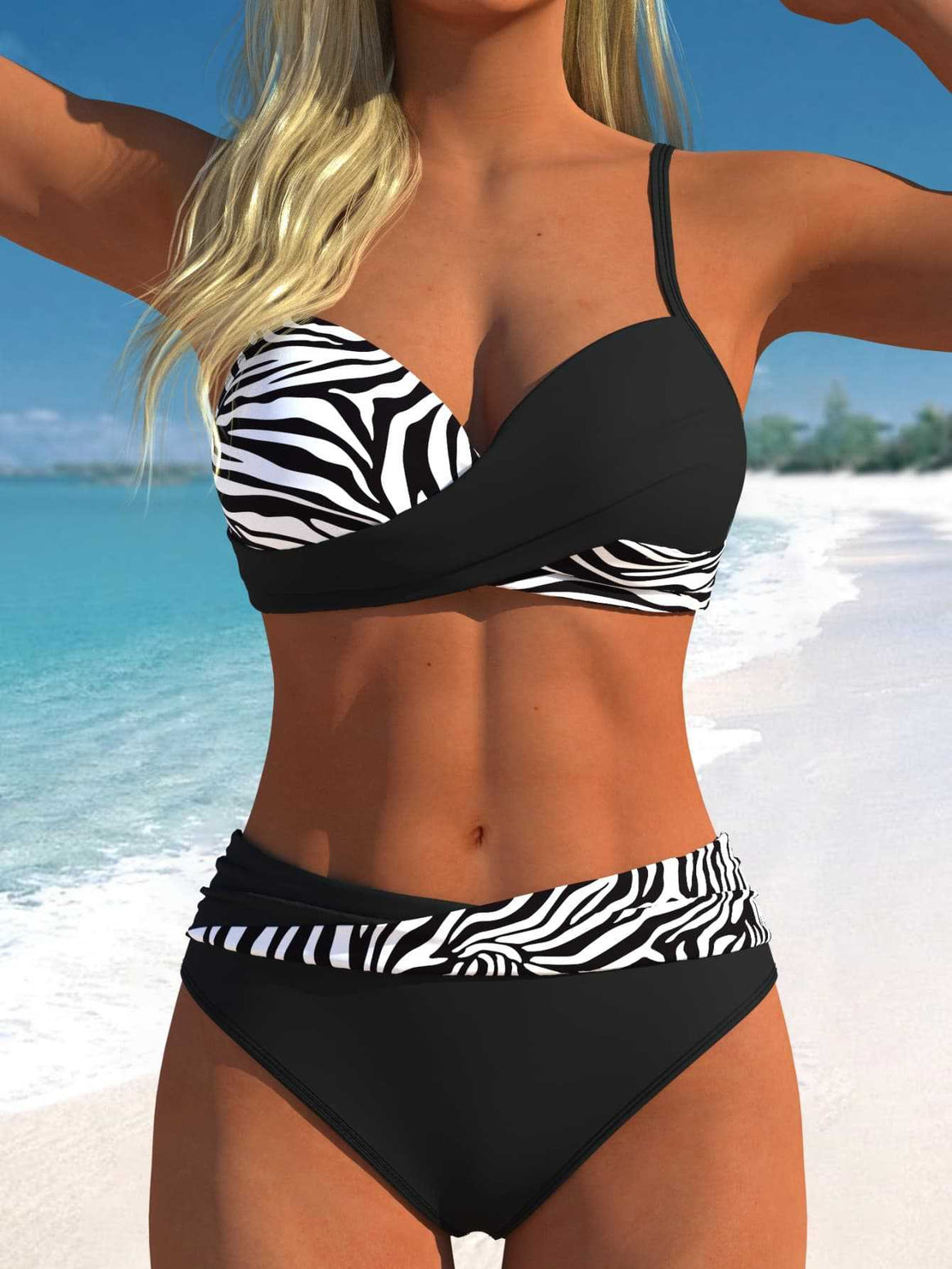 Women’s bikini set with floral wrap pattern and comfortable high-waist briefs Mune Fashion