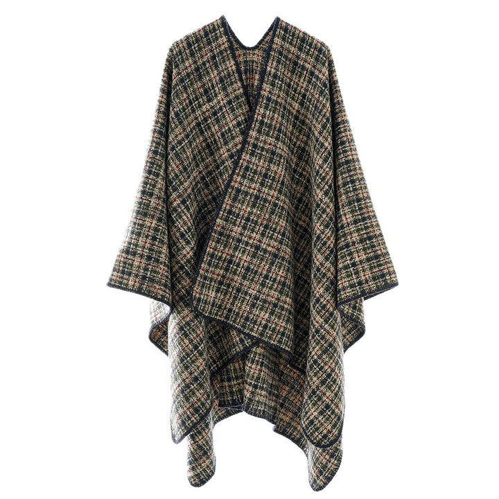 Women's Tweed Cape with V-Neck and Boucle Structure Mune Fashion