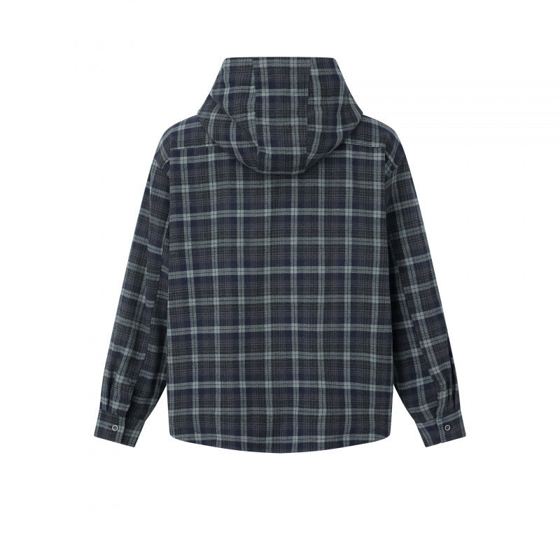 Unisex Boxy Hooded Overshirt in Flannel with Patch Pockets Mune Fashion
