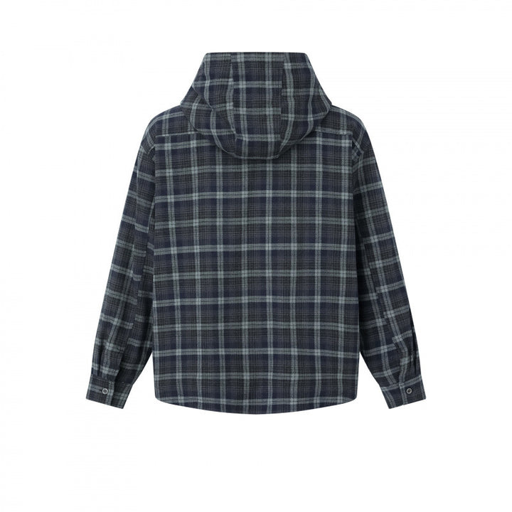 Unisex Boxy Hooded Overshirt in Flannel with Patch Pockets Mune Fashion