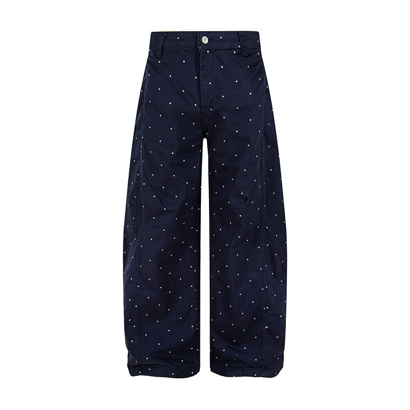 Women's High-Waist Palazzo Pants in Culotte Style with Wide Leg and Subtle Dot Pattern Mune Fashion