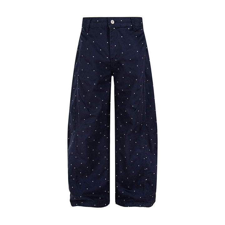 Women's High-Waist Palazzo Pants in Culotte Style with Wide Leg and Subtle Dot Pattern Mune Fashion