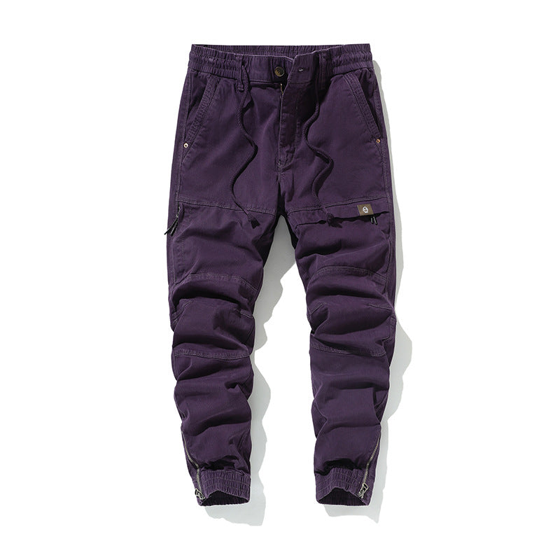 Men's Slim-Tapered Cargo Jogger made of Cotton Twill with Drawstring and Ankle Zipper Mune Fashion
