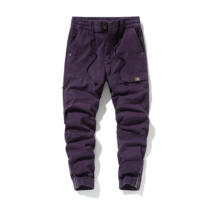 Men's Slim-Tapered Cargo Jogger made of Cotton Twill with Drawstring and Ankle Zipper Mune Fashion