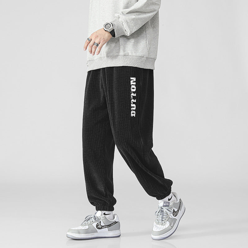 Men's cord jogger pants with wide rib structure, elastic waistband and cuffs Mune Fashion