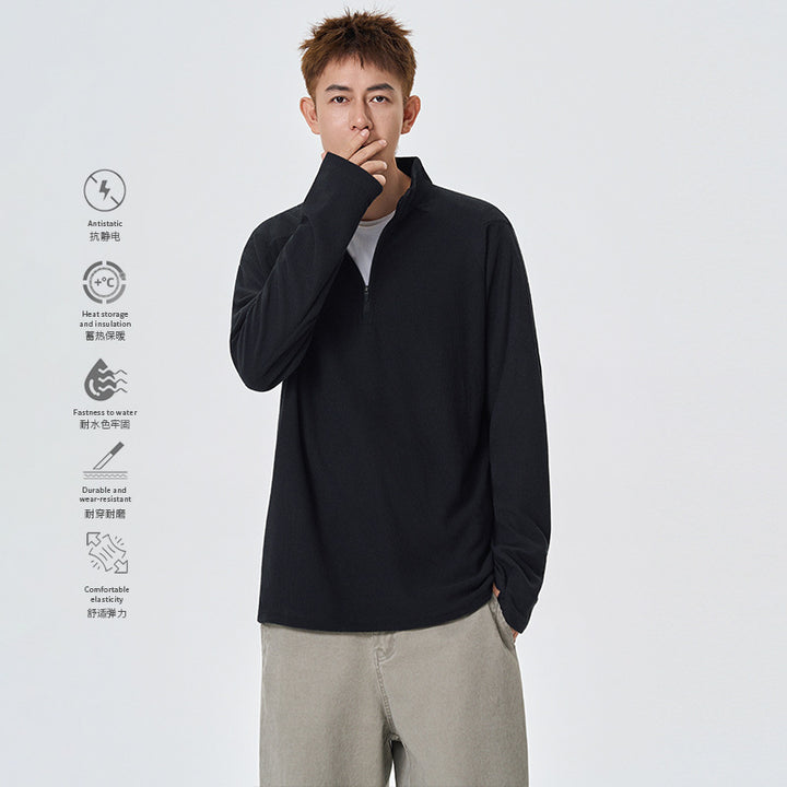 Herren Atmungsaktives Thermo‑Waffelshirt mit Halbzip und Raglanärmeln Mune Fashion