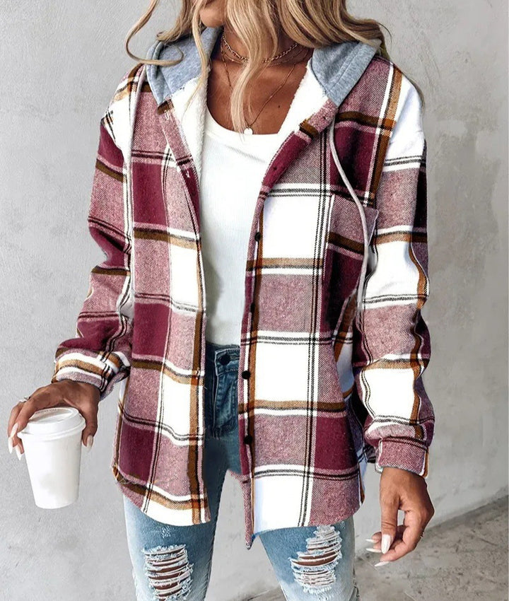 Women's hooded cardigan with stripes and snap button placket Mune Fashion