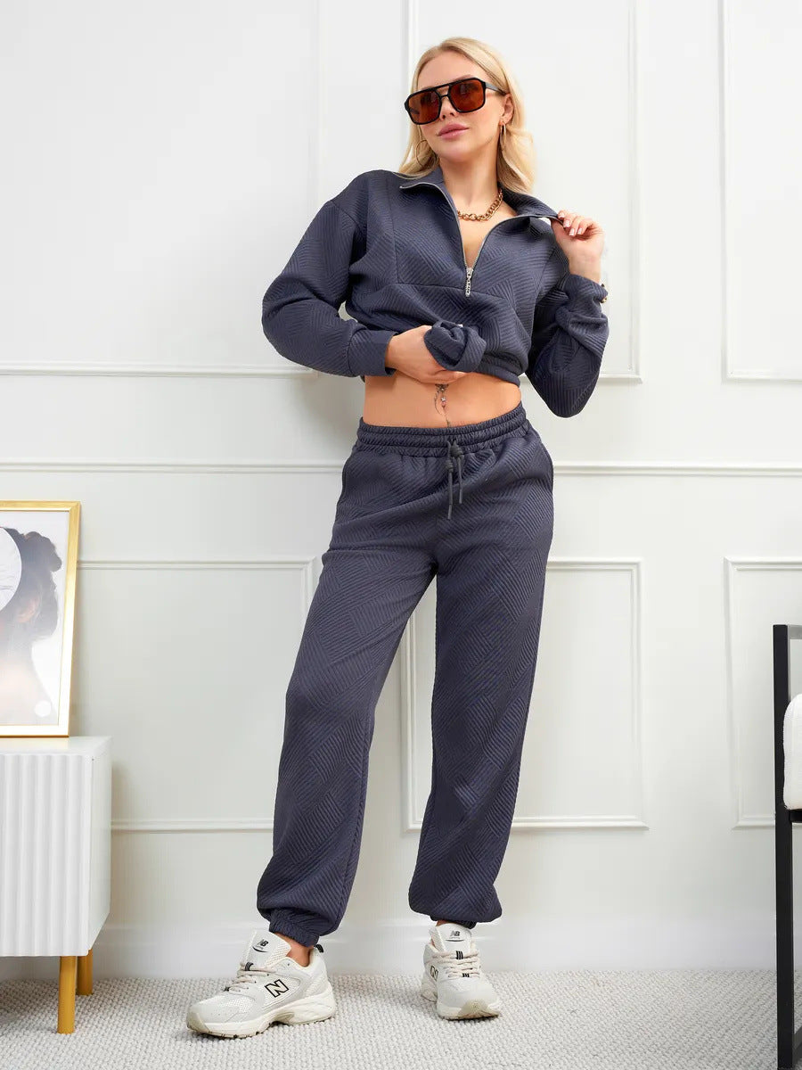 Women's padded lounge suit with half zip and elastic comfort pants Mune Fashion