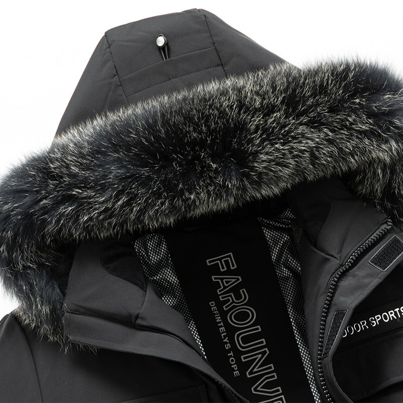 Men's Water-Repellent Thermo Parka with Hood and Removable Faux Fur Trim Mune Fashion