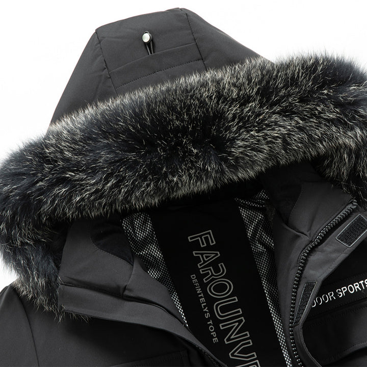 Men's Water-Repellent Thermo Parka with Hood and Removable Faux Fur Trim Mune Fashion