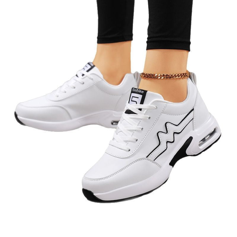Women's fashionable sneakers with molded side wave, cushioned air capsule heel, and ergonomic platform footbed Mune Fashion