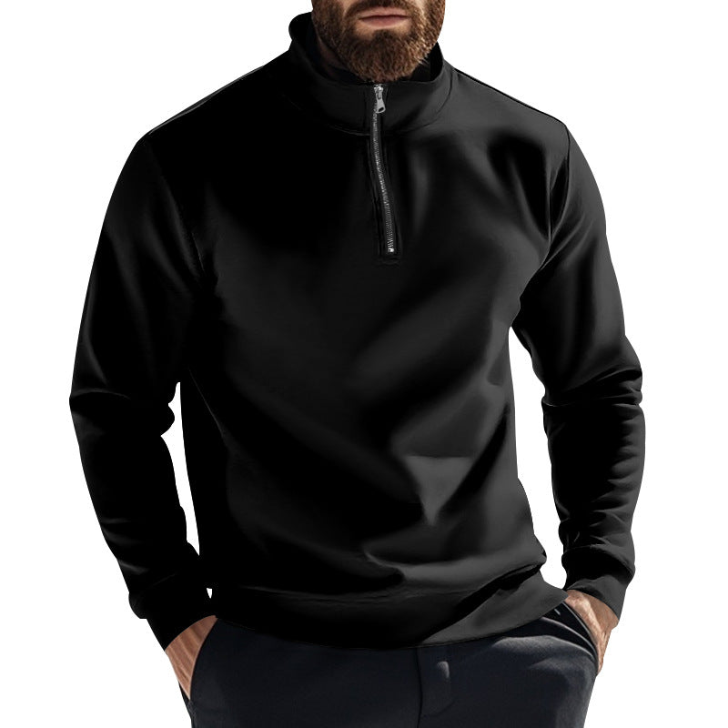 Men's nan thermal half-zip pullover with stand-up collar and warming fleece inner lining Mune Fashion