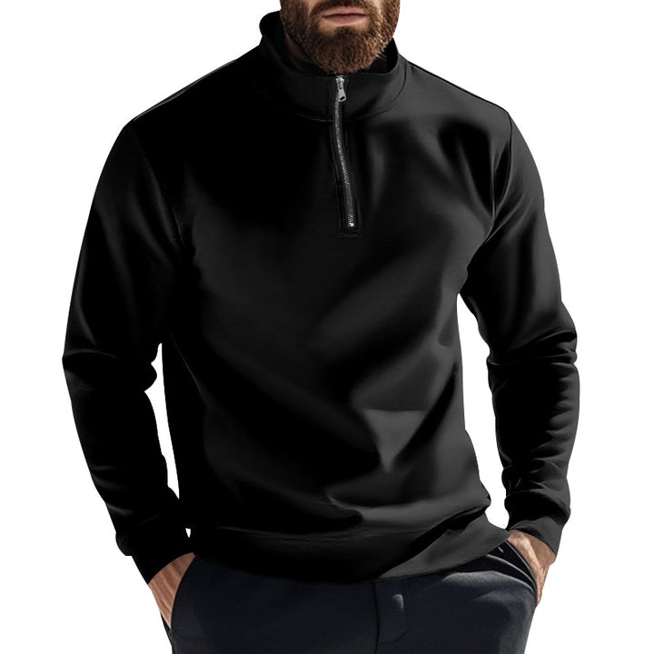 Men's nan thermal half-zip pullover with stand-up collar and warming fleece inner lining Mune Fashion