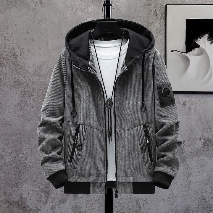 Men's Fashion Cord Jacket with Removable Hood Mune Fashion
