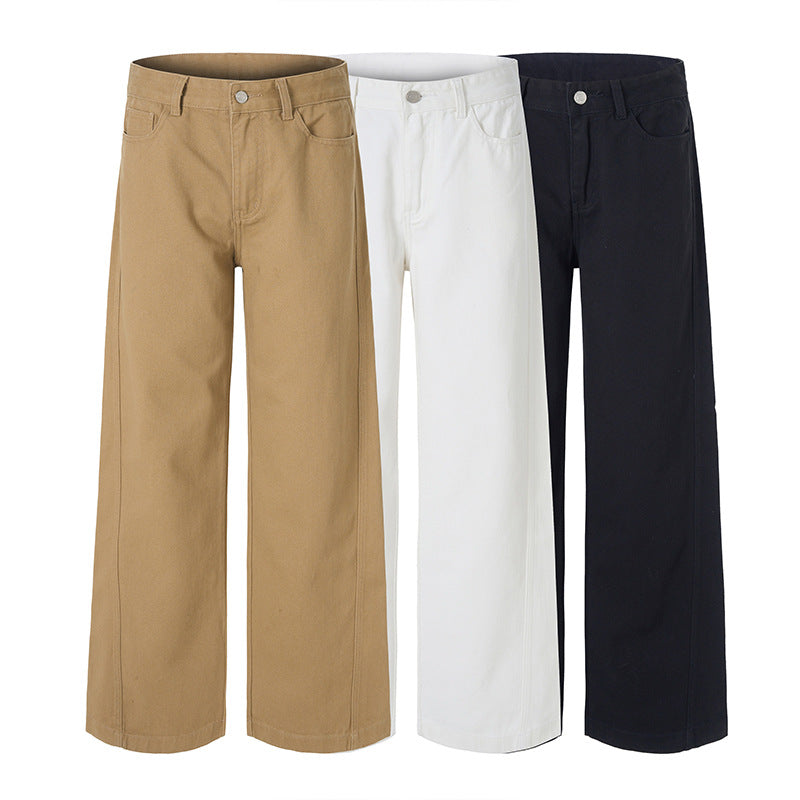 Men's Wide High-Waist Denim Pants with Wide Leg and Clean Minimal Design Mune Fashion