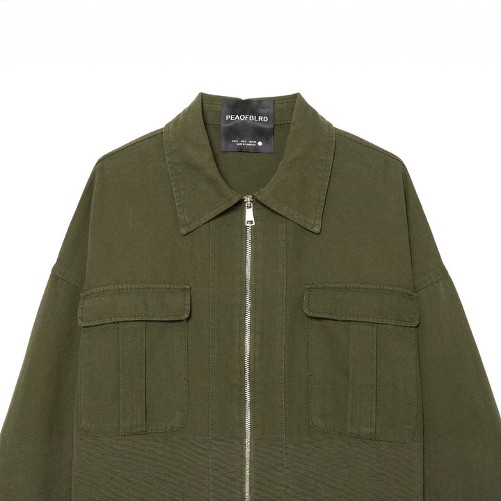 Women's Short Utility Blouson with Front Zip, Flap Pockets and Waist Gathered Drune