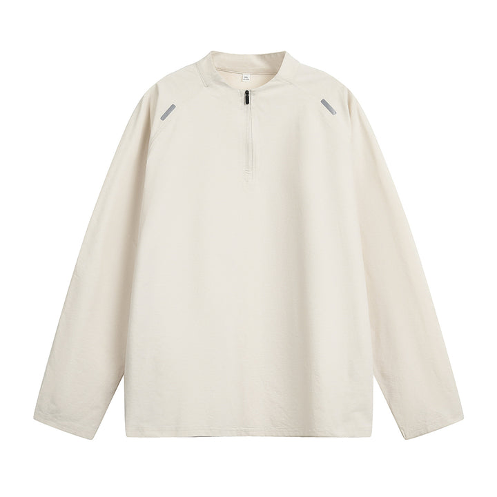 Unisex Oversize Halfzip Sweater with Raglan Sleeves and Reflective Shoulder Details Mune Fashion