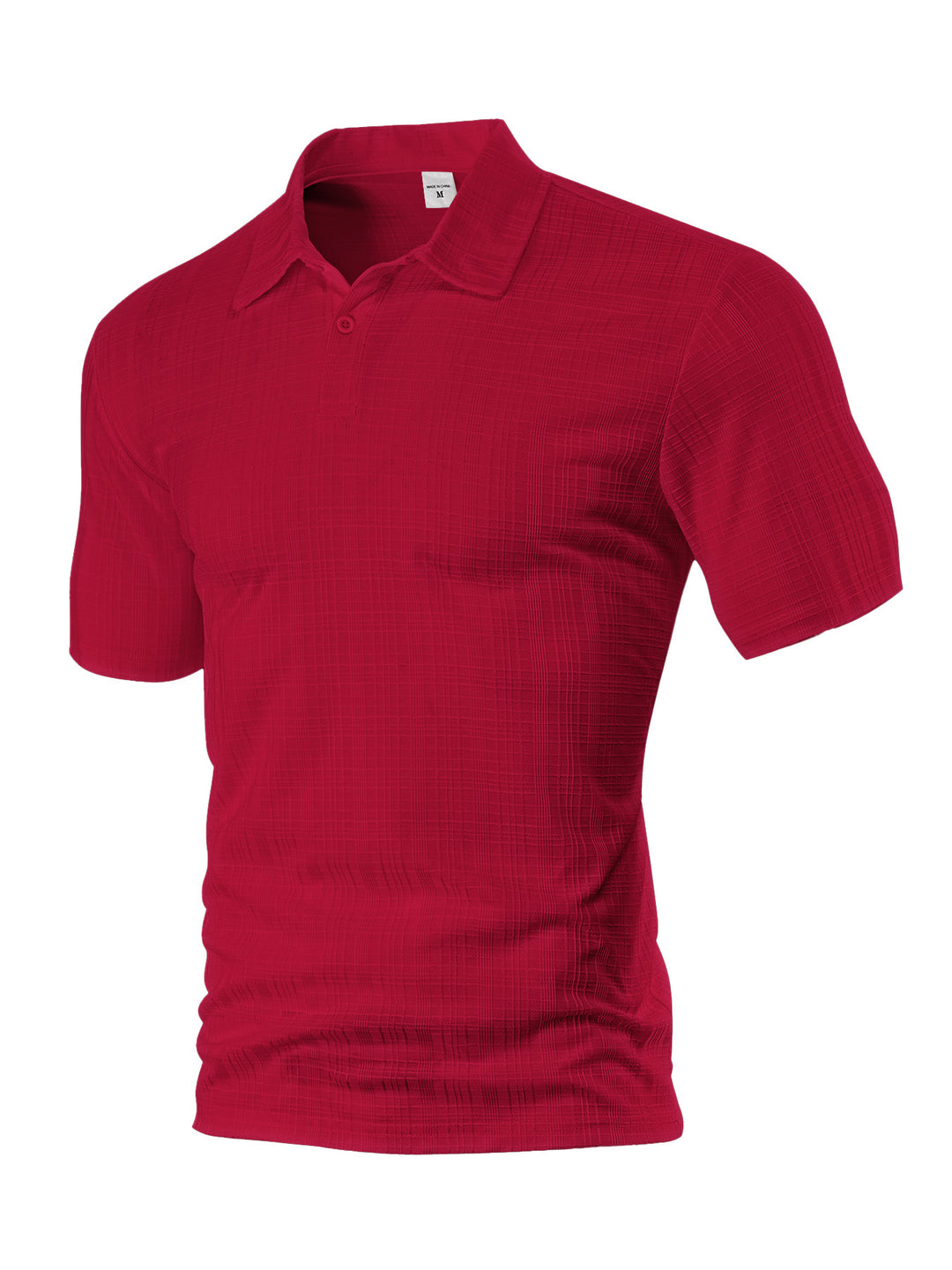 Men's light structured short sleeve polo with shirt collar and single button placket Mune Fashion