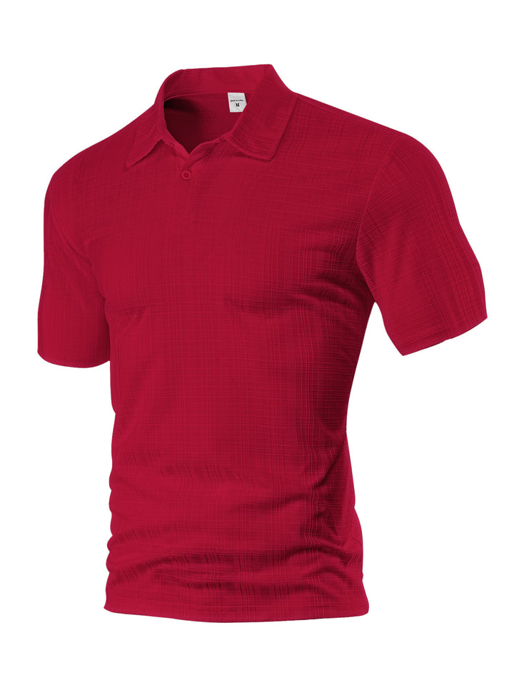 Men's light structured short sleeve polo with shirt collar and single button placket Mune Fashion