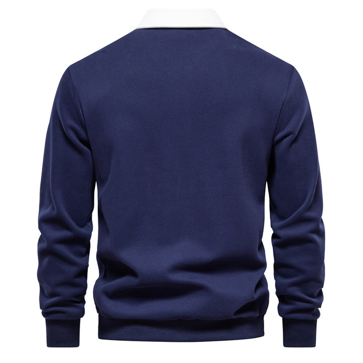 Men's elegant long sleeve polo shirt with contrast collar Mune Fashion