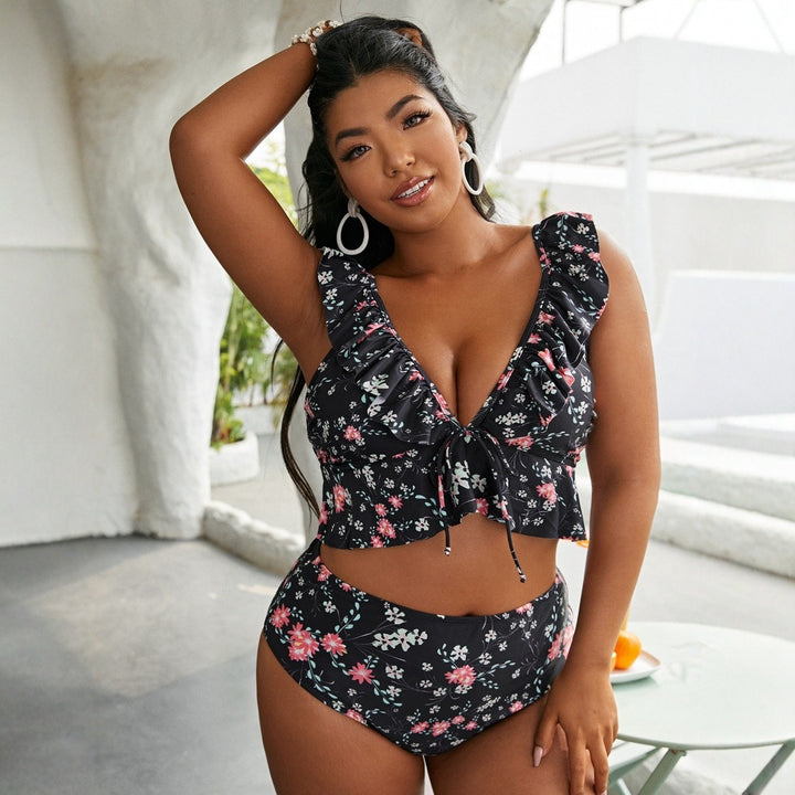 Women High-Waisted Bikini Set with Playful Ruffle Design Mune Fashion