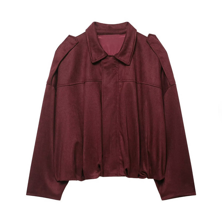 Women’s Oversized Cropped Jacket with Balloon Hem and Shoulder Cutouts Mune Fashion