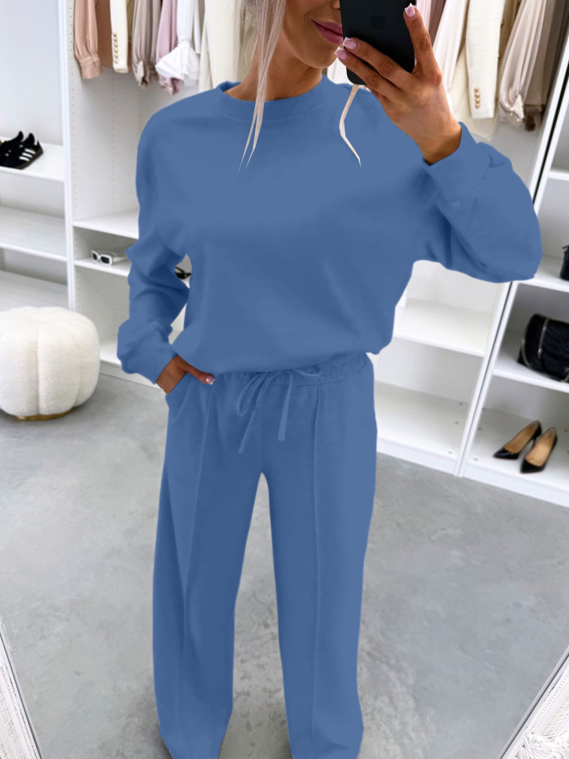 Women's Casual Loungewear Set with Oversize Batwing Sweater and Wide Jersey Pants Mune Fashion