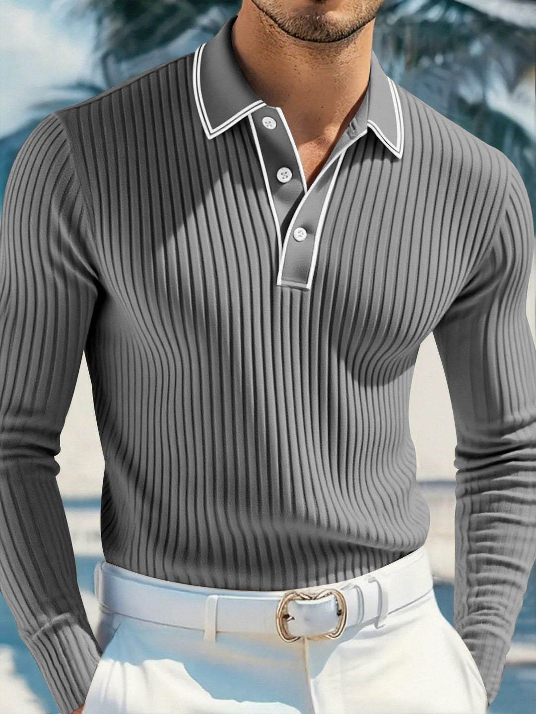 Men's Elegant Long Sleeve Polo Shirt Mune Fashion