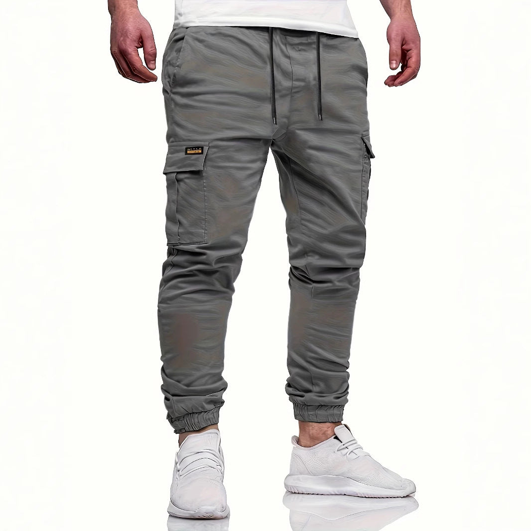 Men's Slim-Tapered Utility Cargo Pants in Jogger Style with Flap and Zipper Pockets Mune Fashion