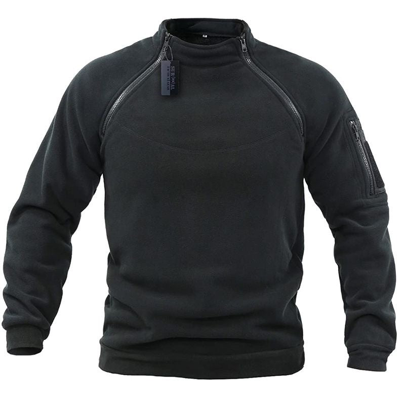 Men's functional fleece pullover with shoulder ventilation, high stand-up collar and arm pocket Mune Fashion