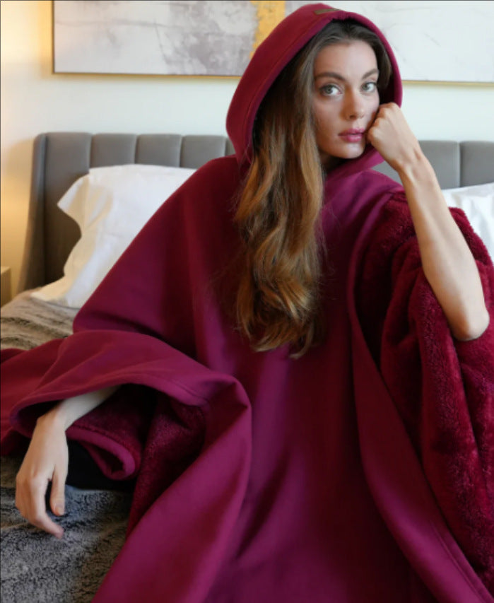 Unisex hooded poncho blanket with soft lining and generous oversized fit Mune Fashion