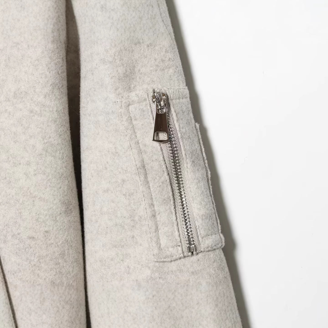 Women Oversized Boxy Bomber Jacket made of soft sweat with zipper and arm pocket Mune Fashion