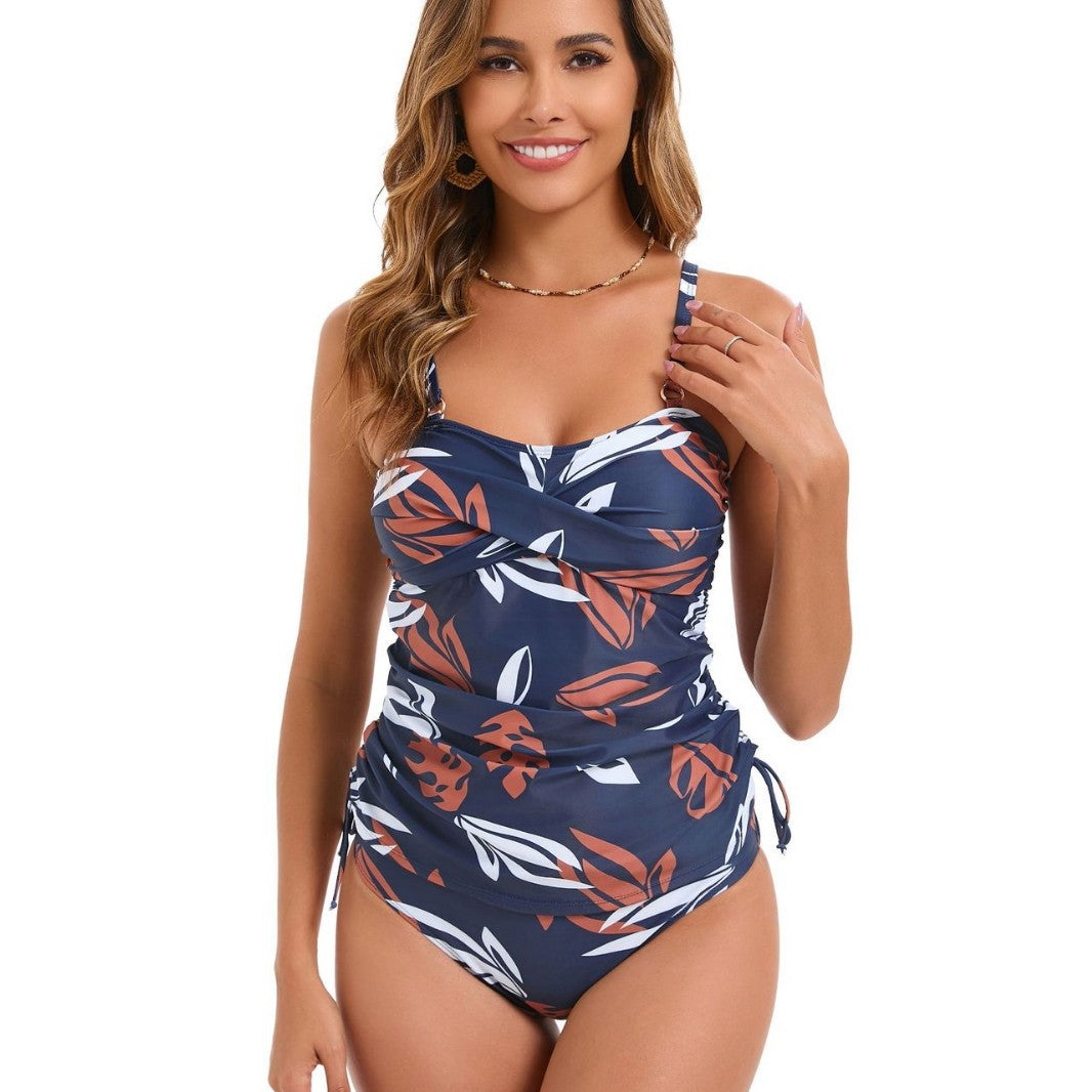 Women's one-piece swimsuit with refined ruffle details and floral design Mune Fashion