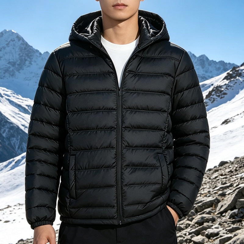 Men's padded lightweight hooded quilted jacket with thermal filling and full-length zipper Mune Fashion