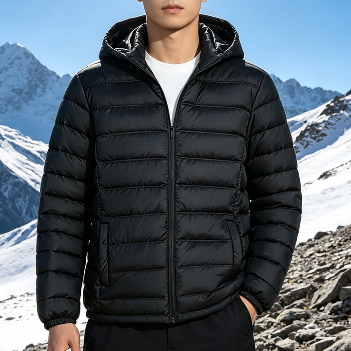 Men's padded lightweight hooded quilted jacket with thermal filling and full-length zipper Mune Fashion