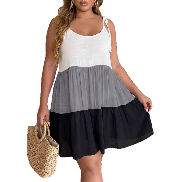 Ladies airy summer dress with multicolored ruffles and adjustable straps Mune Fashion