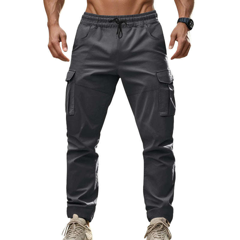 Men's urban cargo chinos in jogging style with elastic drawstring waistband and multifunctional pockets Mune Fashion
