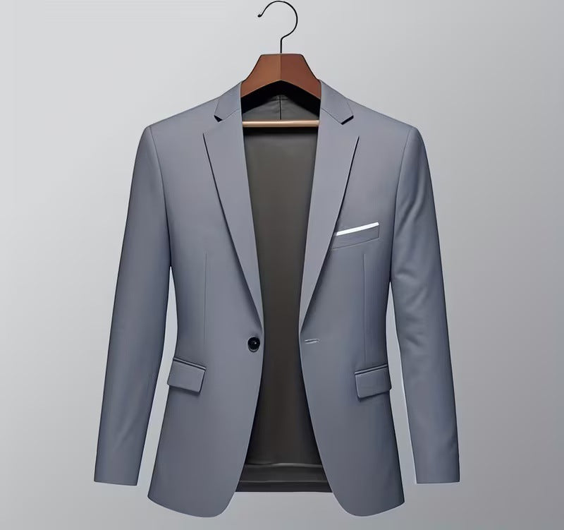 Men's slim-fit tuxedo jacket with prominent lapels, concealed breast piping, and light shoulder padding Mune Fashion