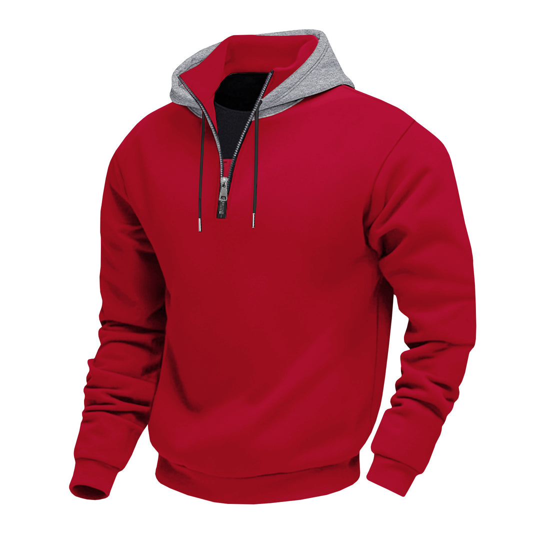 Men's hoodie with short zipper, double-layer hood and drawstring Mune Fashion