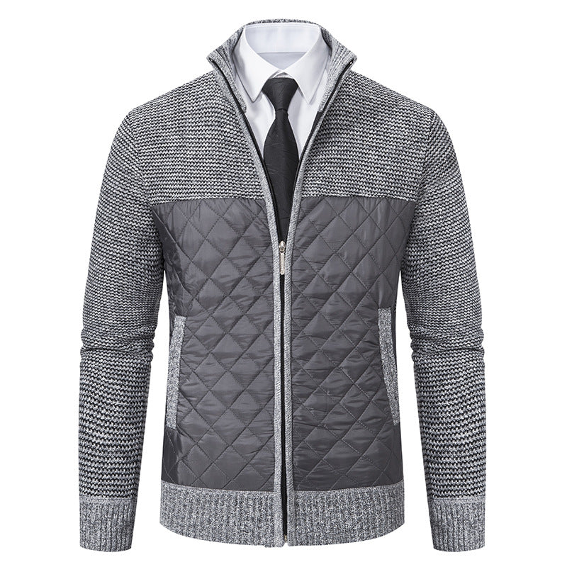 Men's quilted hybrid cardigan with diamond quilting, stand-up collar, insulating thermal lining, and zipper Mune Fashion