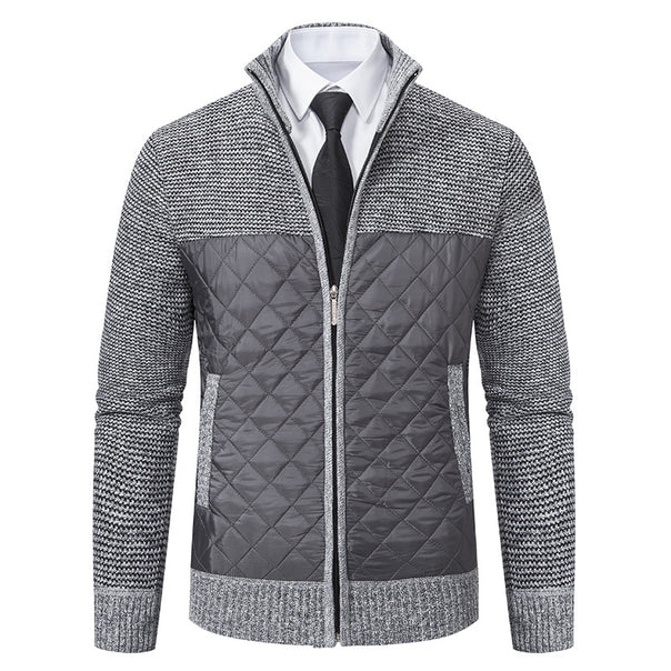 Men's quilted hybrid cardigan with diamond quilting, stand-up collar, insulating thermal lining, and zipper Mune Fashion