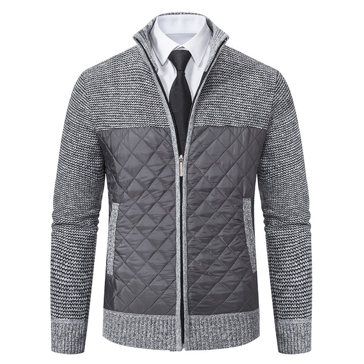Men's quilted hybrid cardigan with diamond quilting, stand-up collar, insulating thermal lining, and zipper Mune Fashion