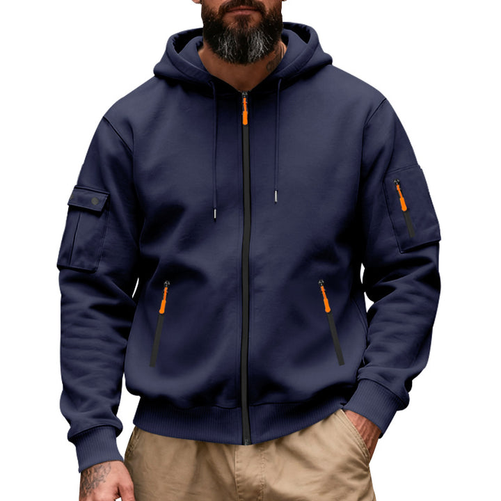 Men's functional hoodie sweat jacket with full zip and arm pocket Mune Fashion